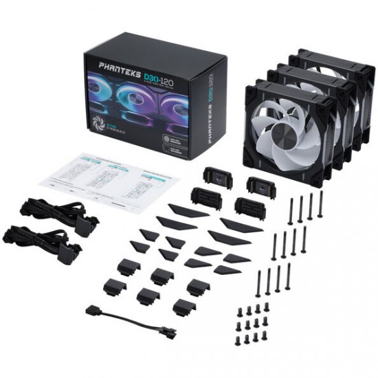 (120mm) 12cm Fan D-RGB D30-120 Phanteks 3個セット 120mmリバースファン d30 phanteks Siyah Reverse - Set 3'lü PC用ファン・クーラー